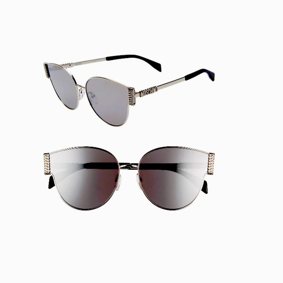 MOSCHINO 61mm Cat Eye Sunglasses in Silver/Black combo main image 9